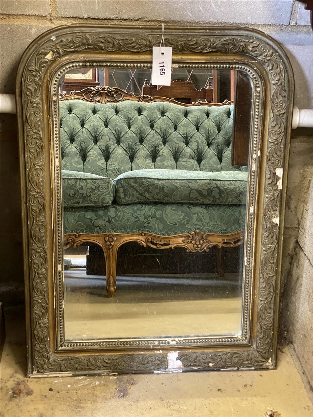 A late 19th century French gilt gesso wall mirror, width 52cm, height 70cm